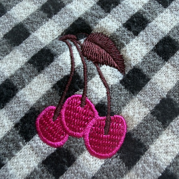 Maeve Anthropologie Sweater Vest Women’s L Gingham Embroidered Cherries - Picture 12 of 14